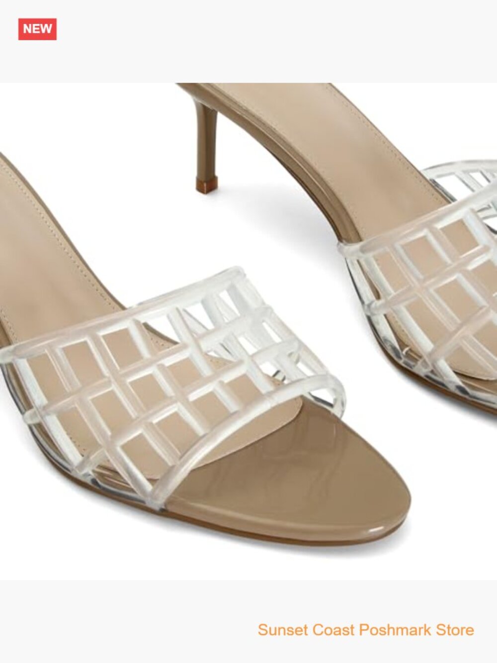 Clear Jelly Heeled Mules Open Toe Slip On Sandals PVC Summer Beach Shoes - Picture 6 of 6